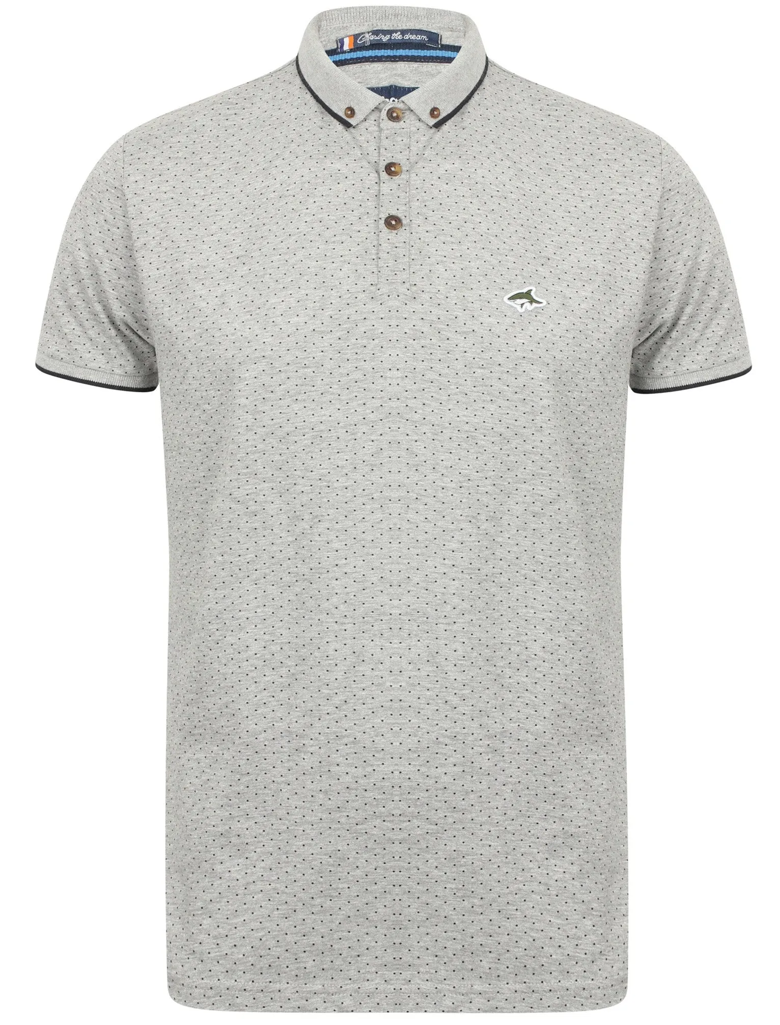 Howard Polka Dot Cotton Polo Shirt In Light Grey Marl - Le Shark