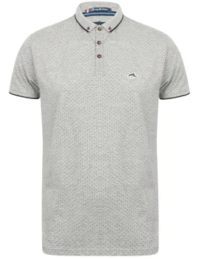 Howard Polka Dot Cotton Polo Shirt In Light Grey Marl - Le Shark