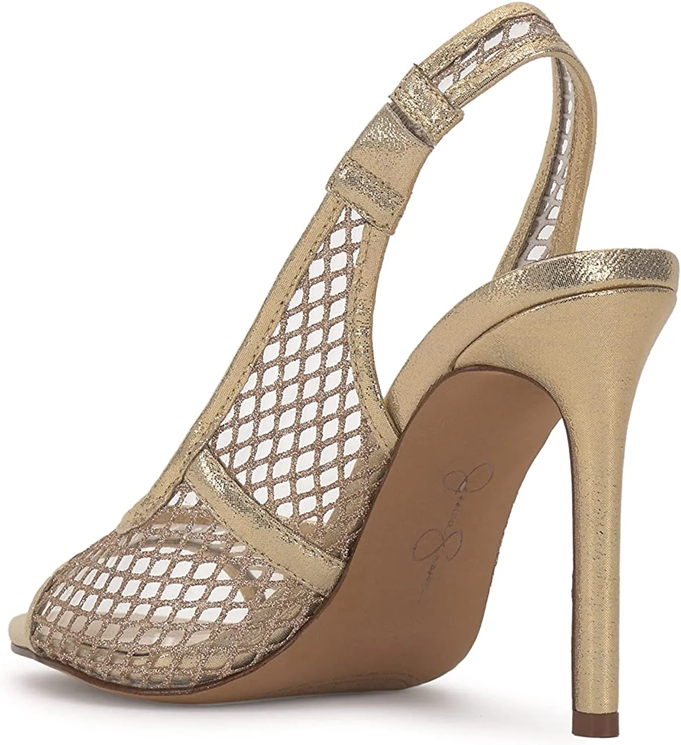 Jessica Simpson Jaisey Clear/Gold Peep Toe Slingback Stiletto Heeled Sandals
