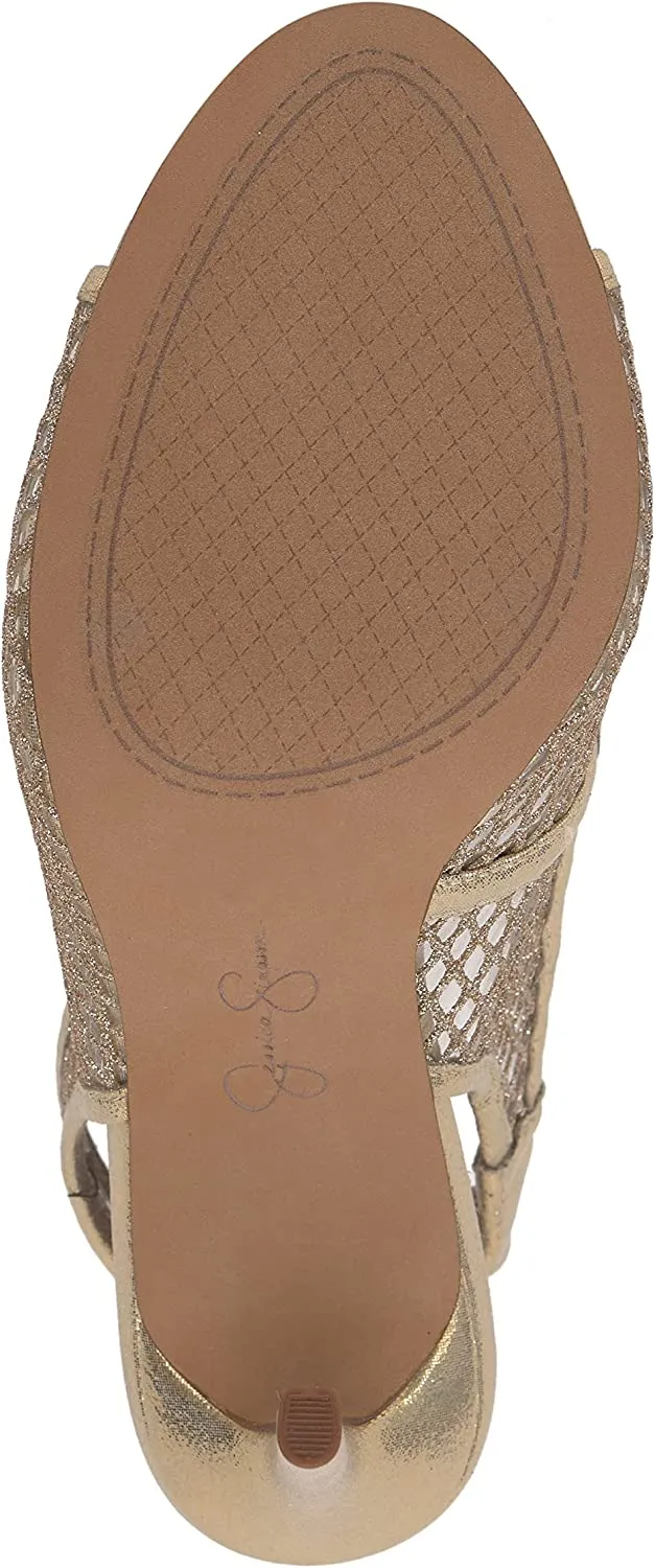 Jessica Simpson Jaisey Clear/Gold Peep Toe Slingback Stiletto Heeled Sandals