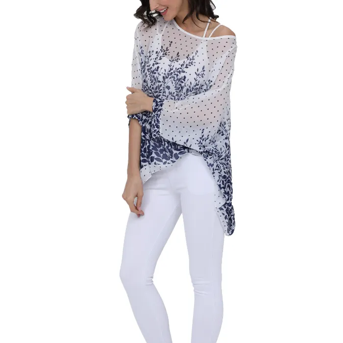 Lavender Floral Print Chiffon Tunic | CozyCouture®