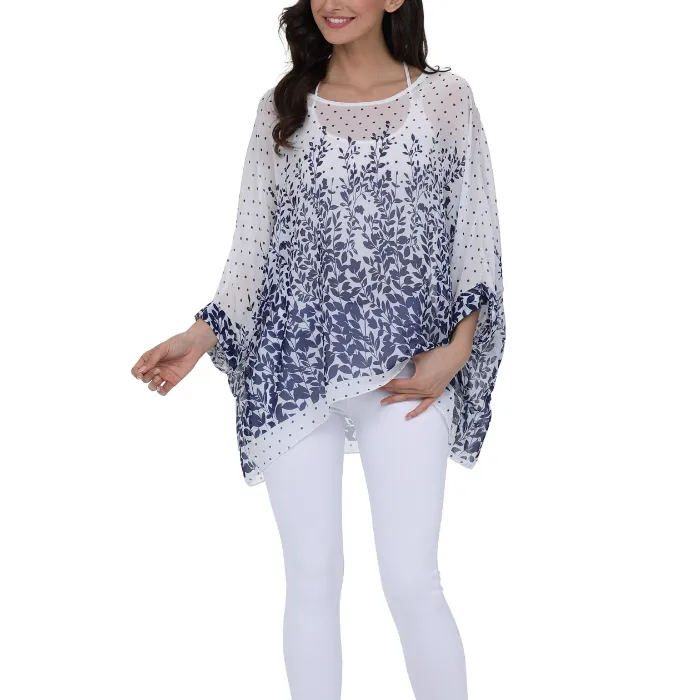 Lavender Floral Print Chiffon Tunic | CozyCouture®