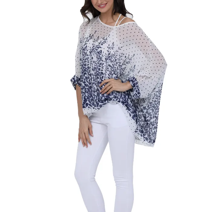 Lavender Floral Print Chiffon Tunic | CozyCouture®