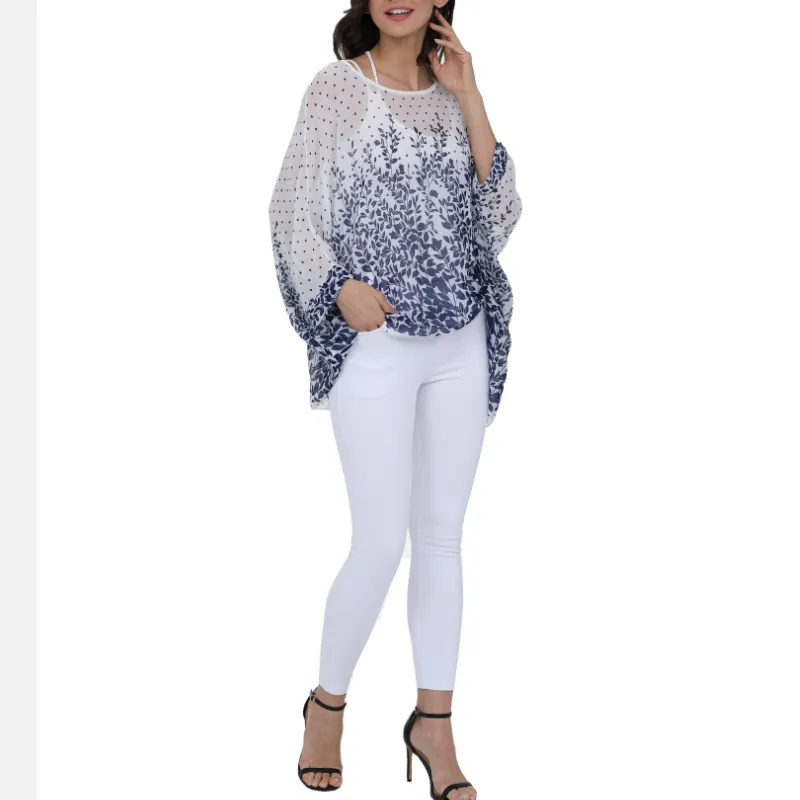Lavender Floral Print Chiffon Tunic | CozyCouture®