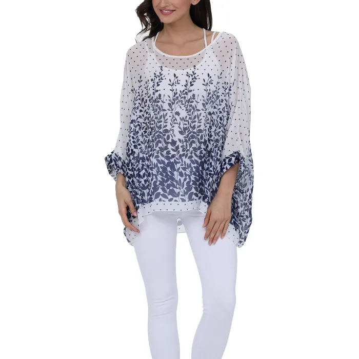 Lavender Floral Print Chiffon Tunic | CozyCouture®