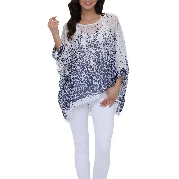 Lavender Floral Print Chiffon Tunic | CozyCouture®