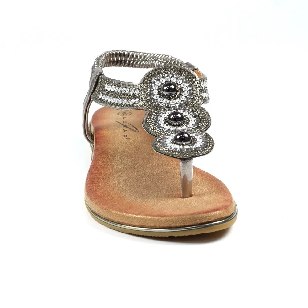 Lunar Women's JLH203 Silvia Toe Post Sandals Pewter Grey