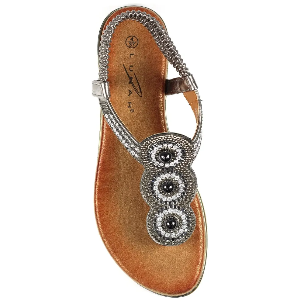 Lunar Women's JLH203 Silvia Toe Post Sandals Pewter Grey