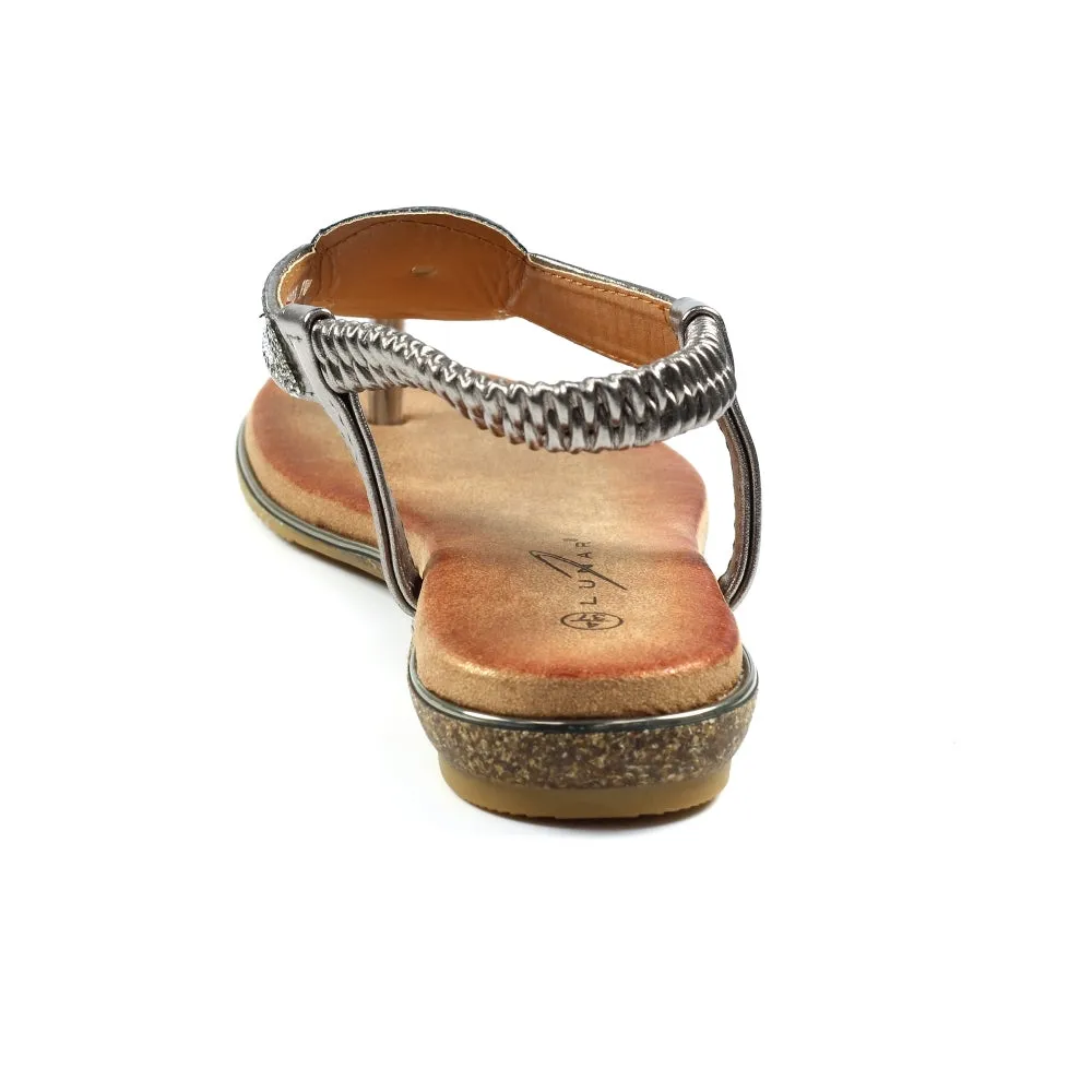 Lunar Women's JLH203 Silvia Toe Post Sandals Pewter Grey