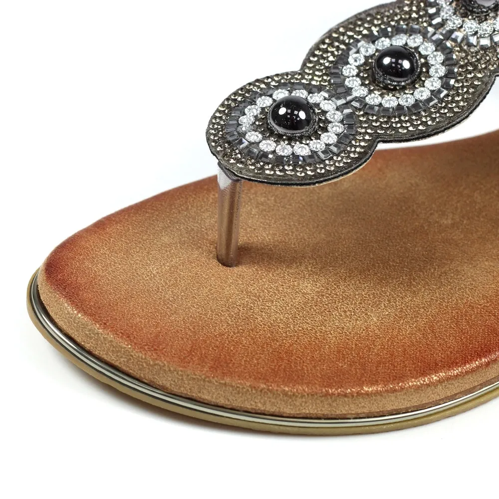 Lunar Women's JLH203 Silvia Toe Post Sandals Pewter Grey