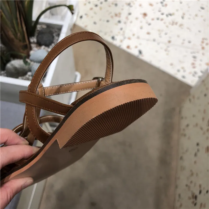 LUXE SEVEN DESIGN STRAPPY FLAT SANDALS