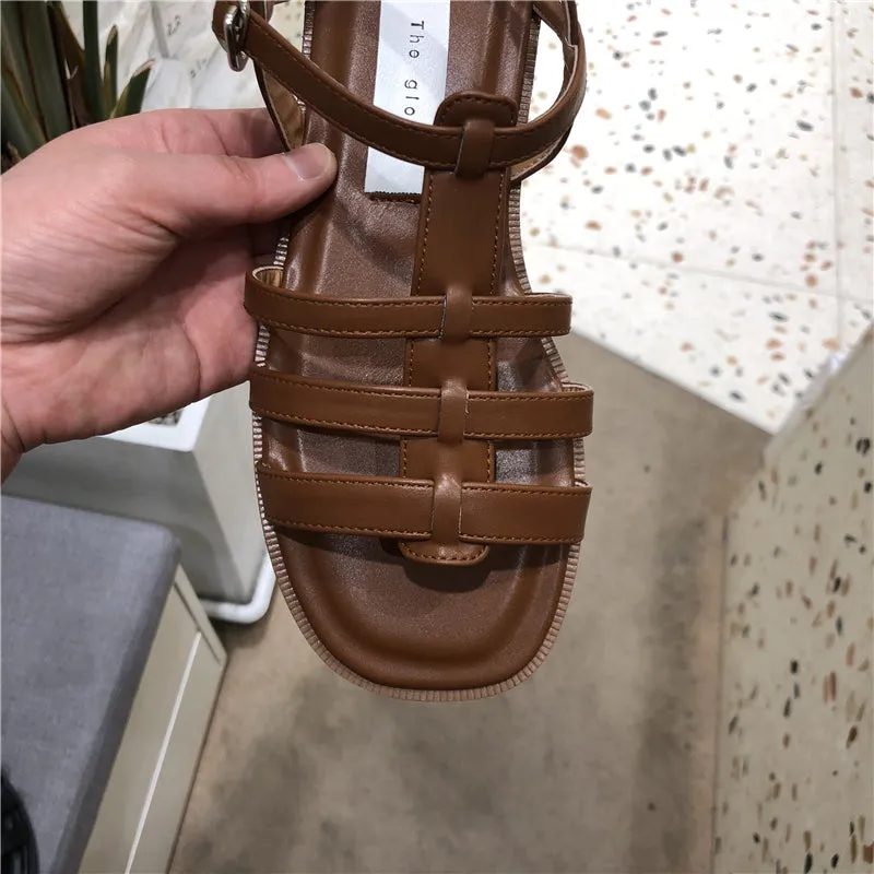 LUXE SEVEN DESIGN STRAPPY FLAT SANDALS