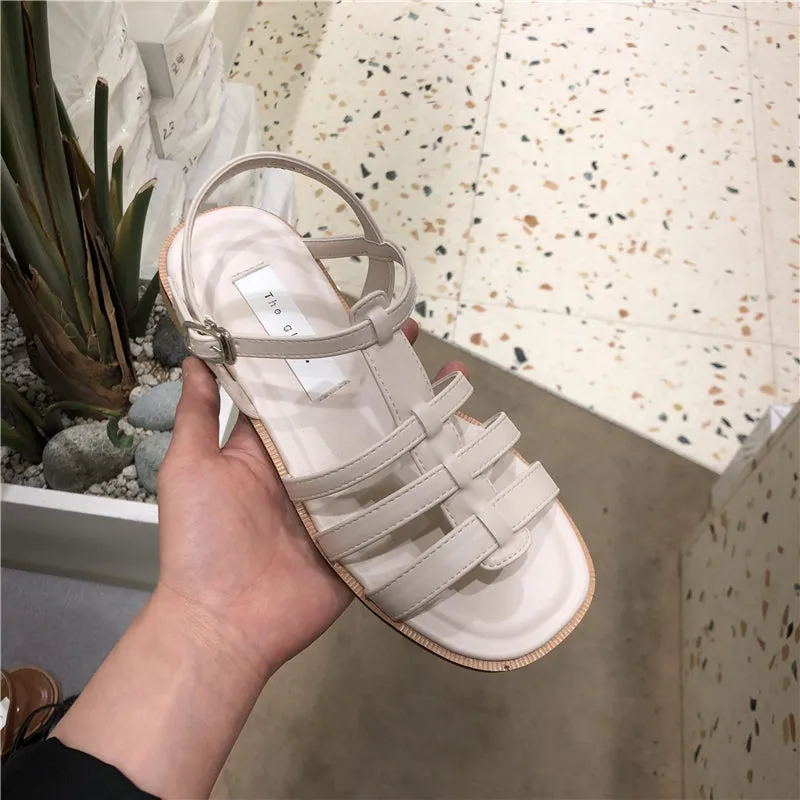 LUXE SEVEN DESIGN STRAPPY FLAT SANDALS