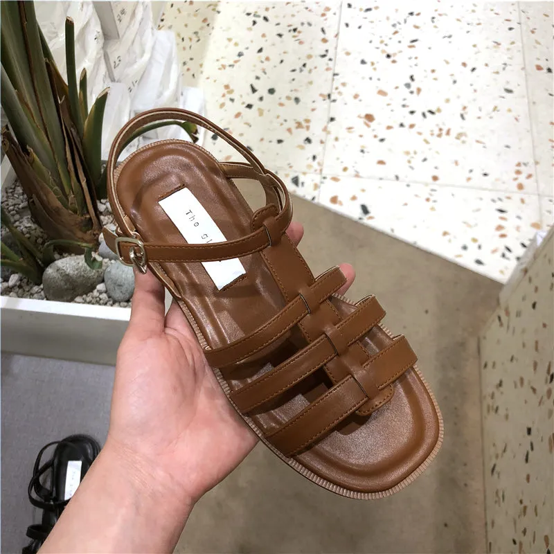LUXE SEVEN DESIGN STRAPPY FLAT SANDALS