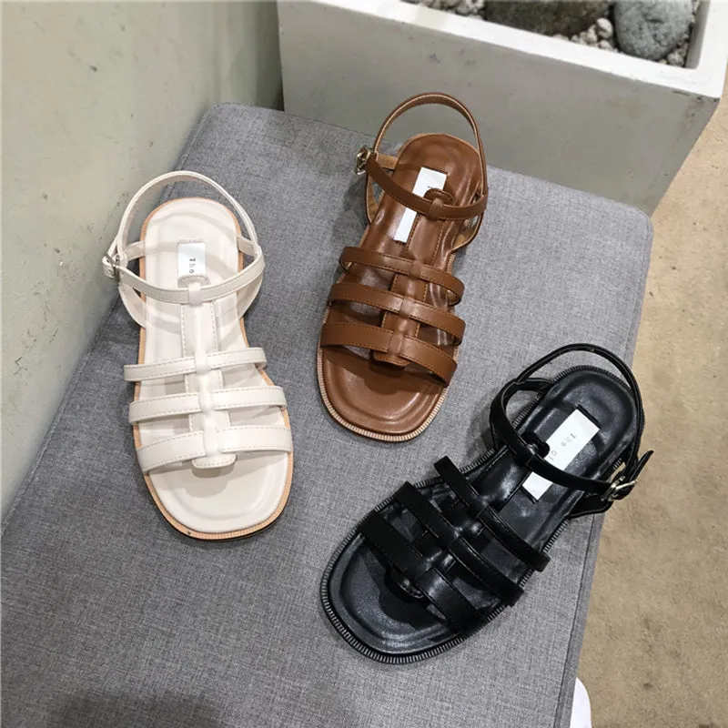 LUXE SEVEN DESIGN STRAPPY FLAT SANDALS