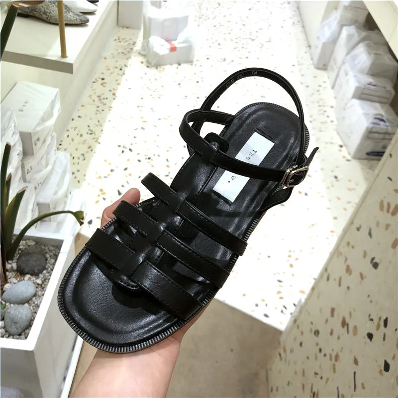 LUXE SEVEN DESIGN STRAPPY FLAT SANDALS