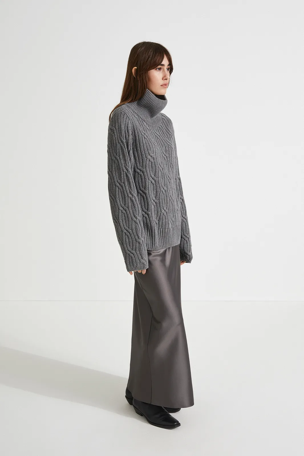 MAGDA SKIRT - DARK SILVER