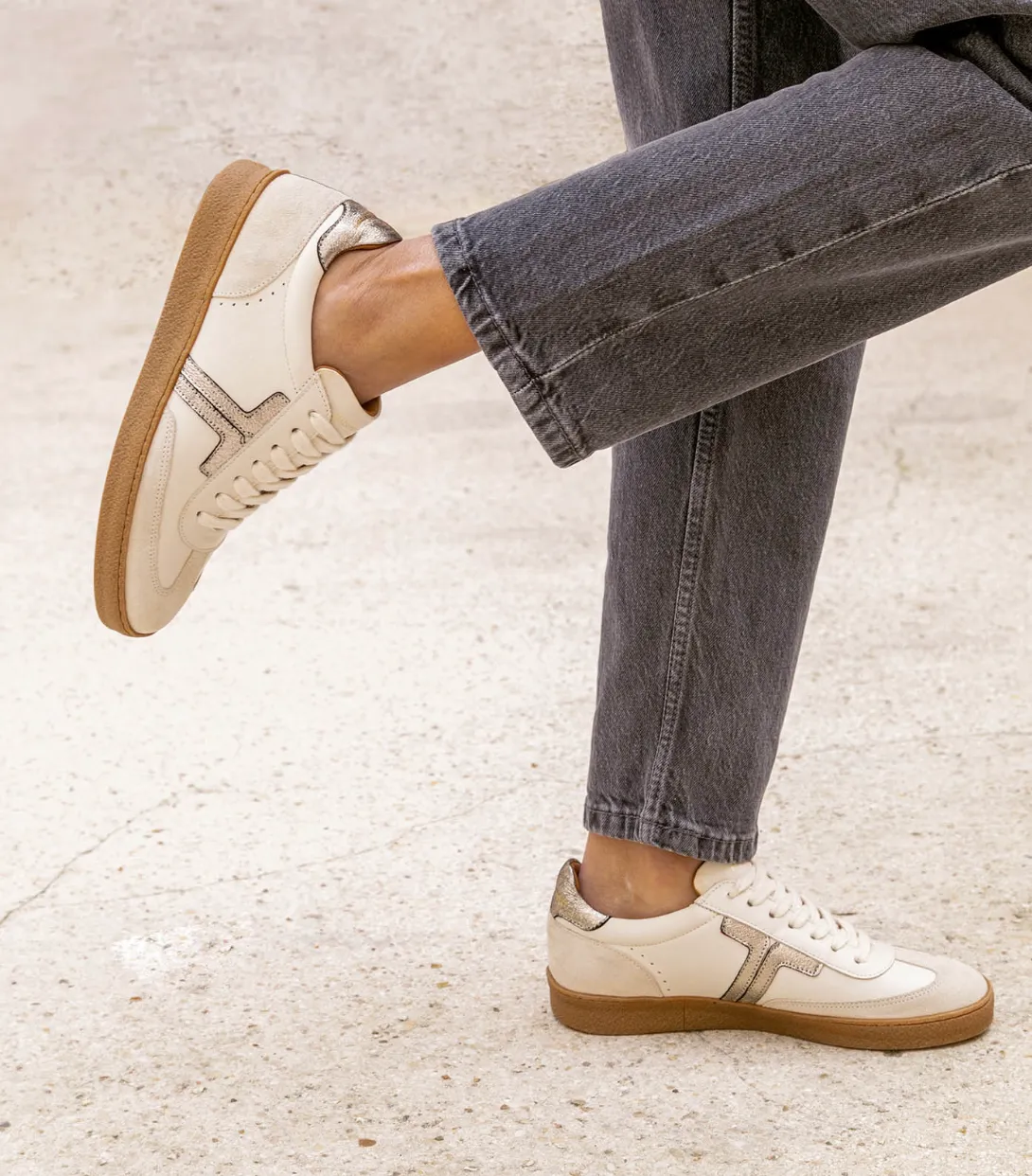 Maison Toufet Solveig Beige Leather Trainers