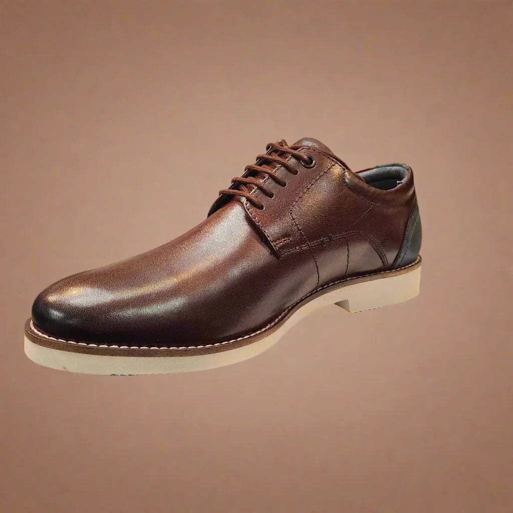 Mens Pod Chestnut Brown Laced Shoe Hampton Leather sale