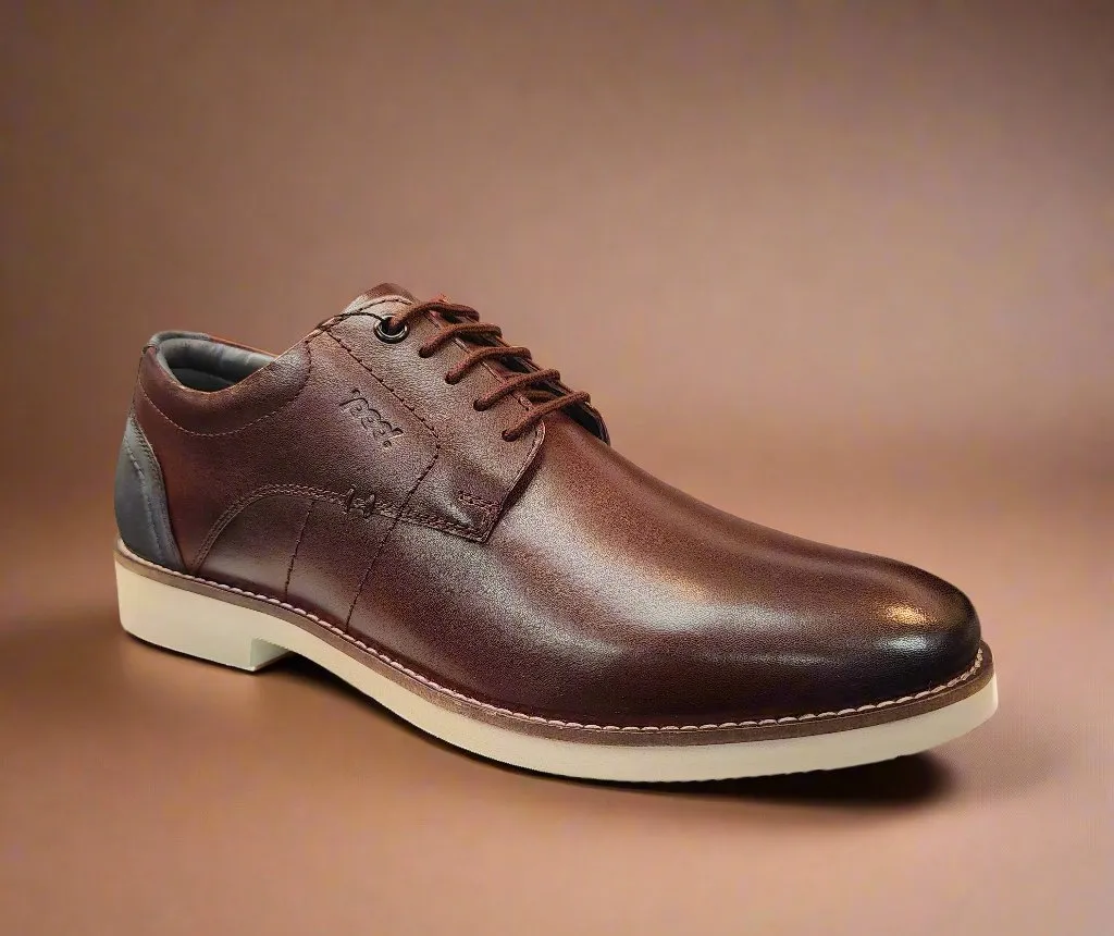 Mens Pod Chestnut Brown Laced Shoe Hampton Leather sale