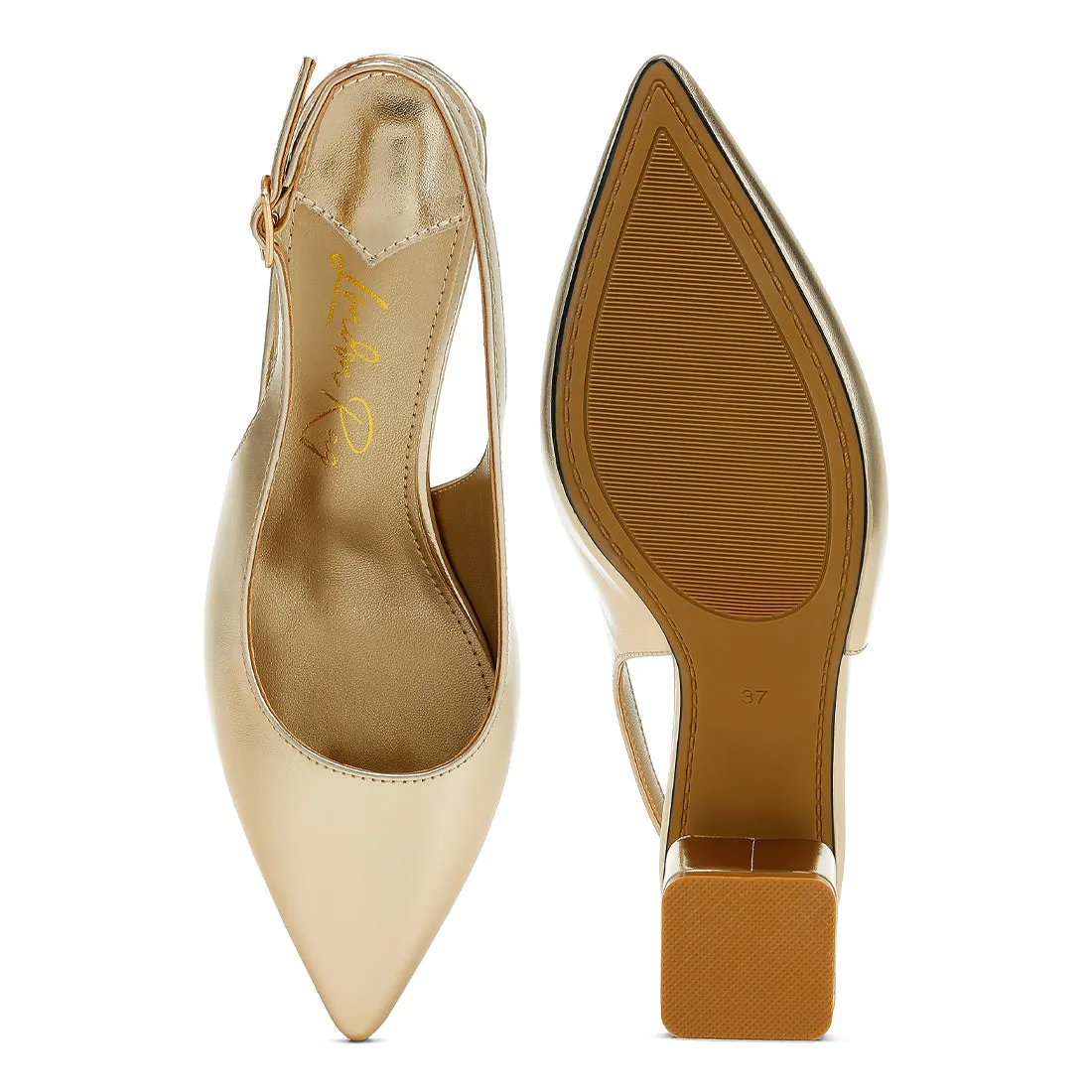 Metallic Faux Leather Slingback Sandals