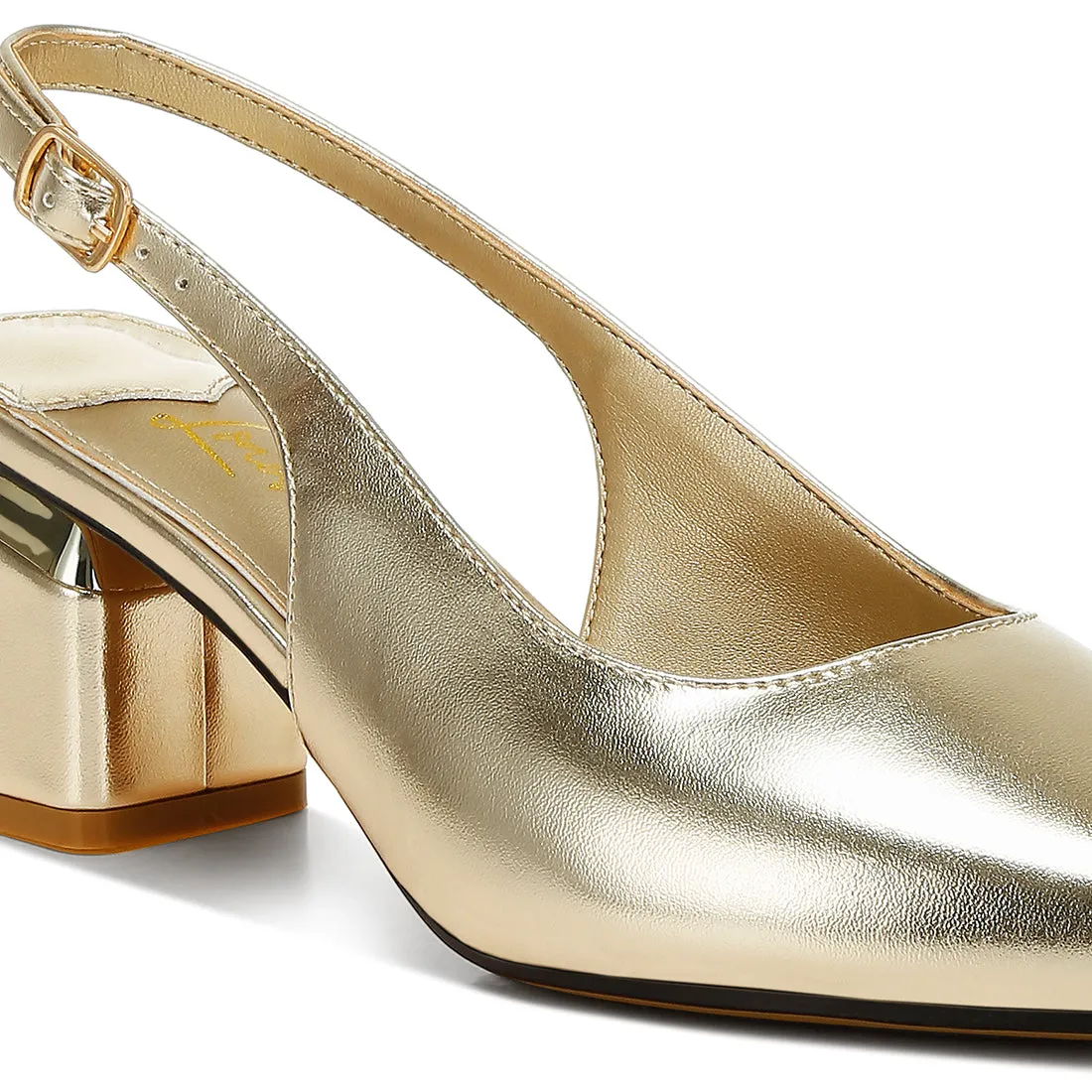 Metallic Faux Leather Slingback Sandals
