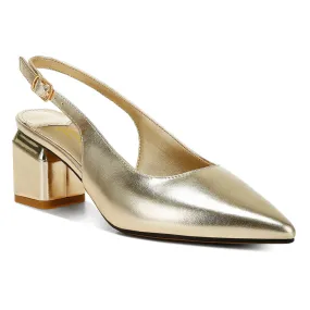 Metallic Faux Leather Slingback Sandals