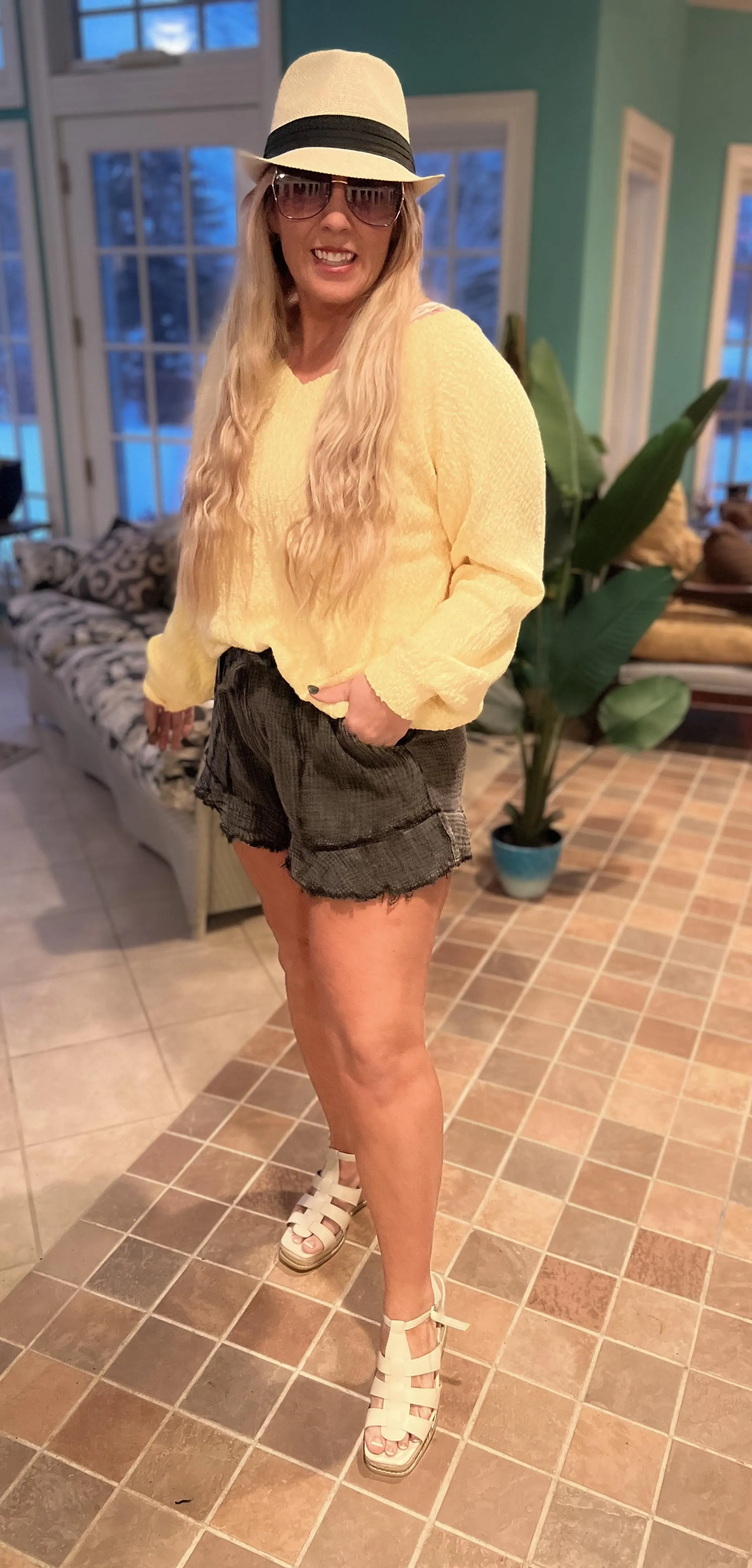 Mineral Wash Gauze Shorts- Final Sale*