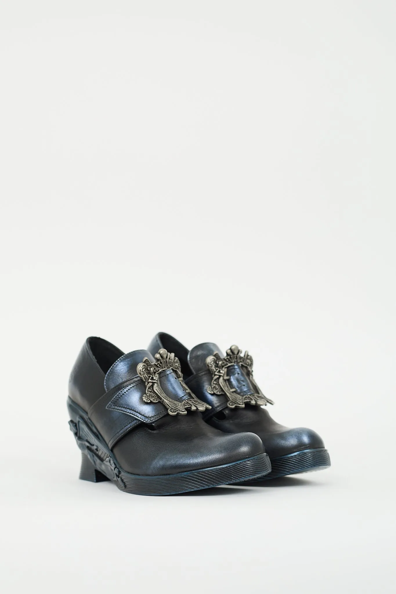 Navy Metallic Leather Mission Engle Loafer