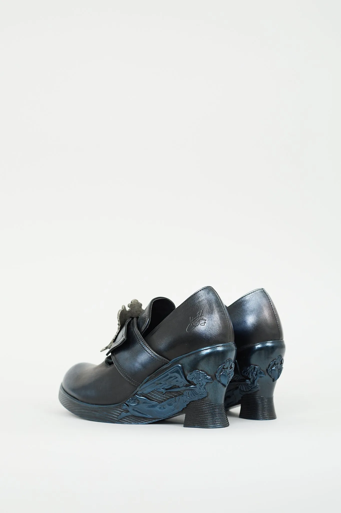 Navy Metallic Leather Mission Engle Loafer