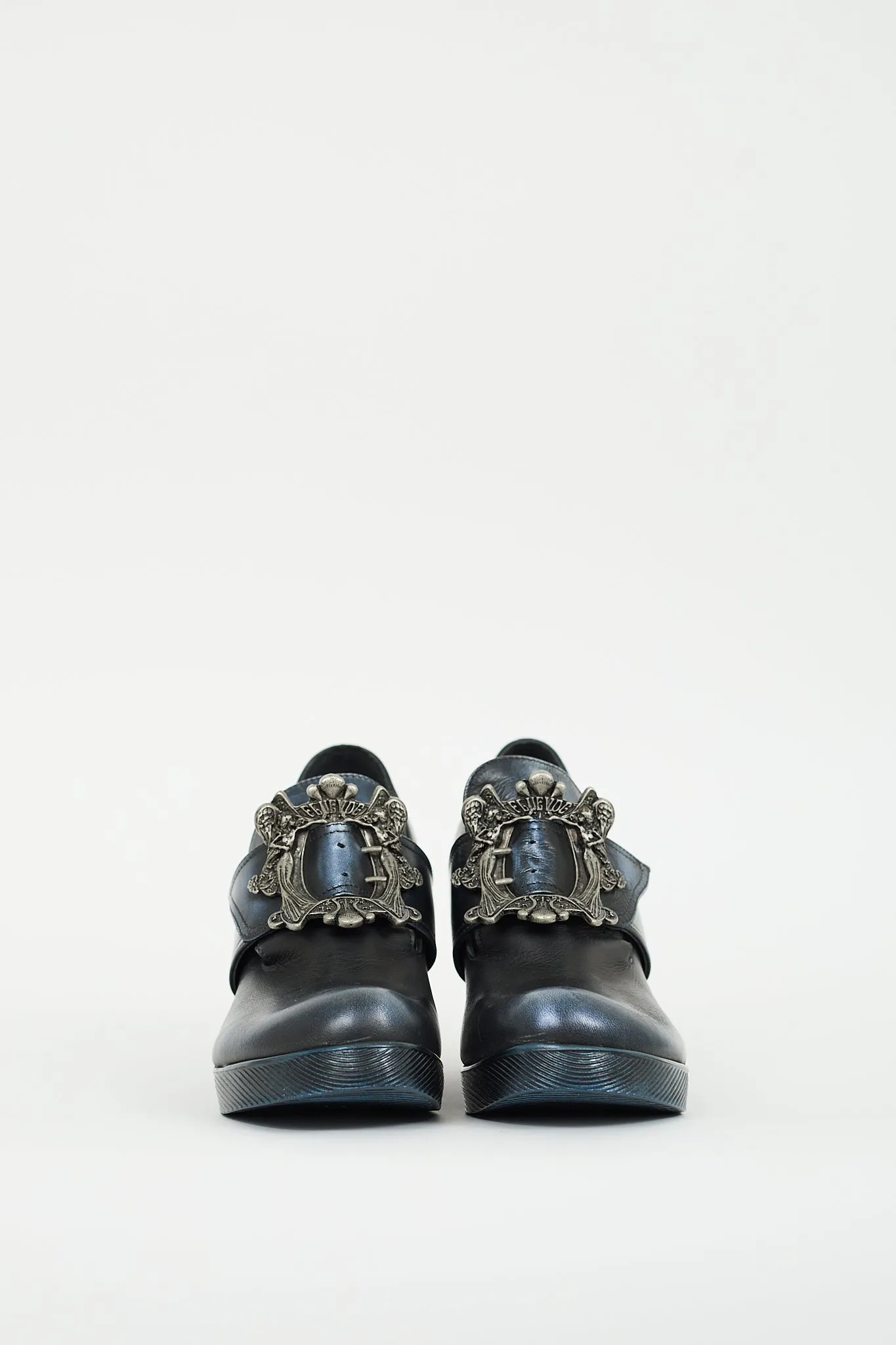 Navy Metallic Leather Mission Engle Loafer