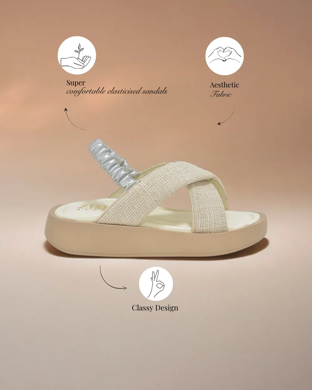 Off-White Tweed  Criss-Cross Sandals