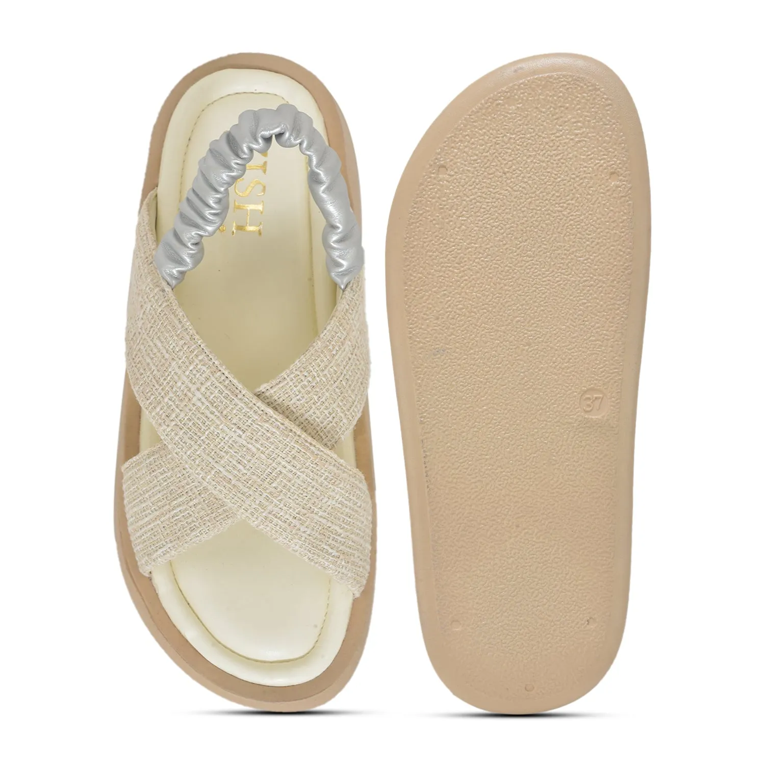 Off-White Tweed  Criss-Cross Sandals