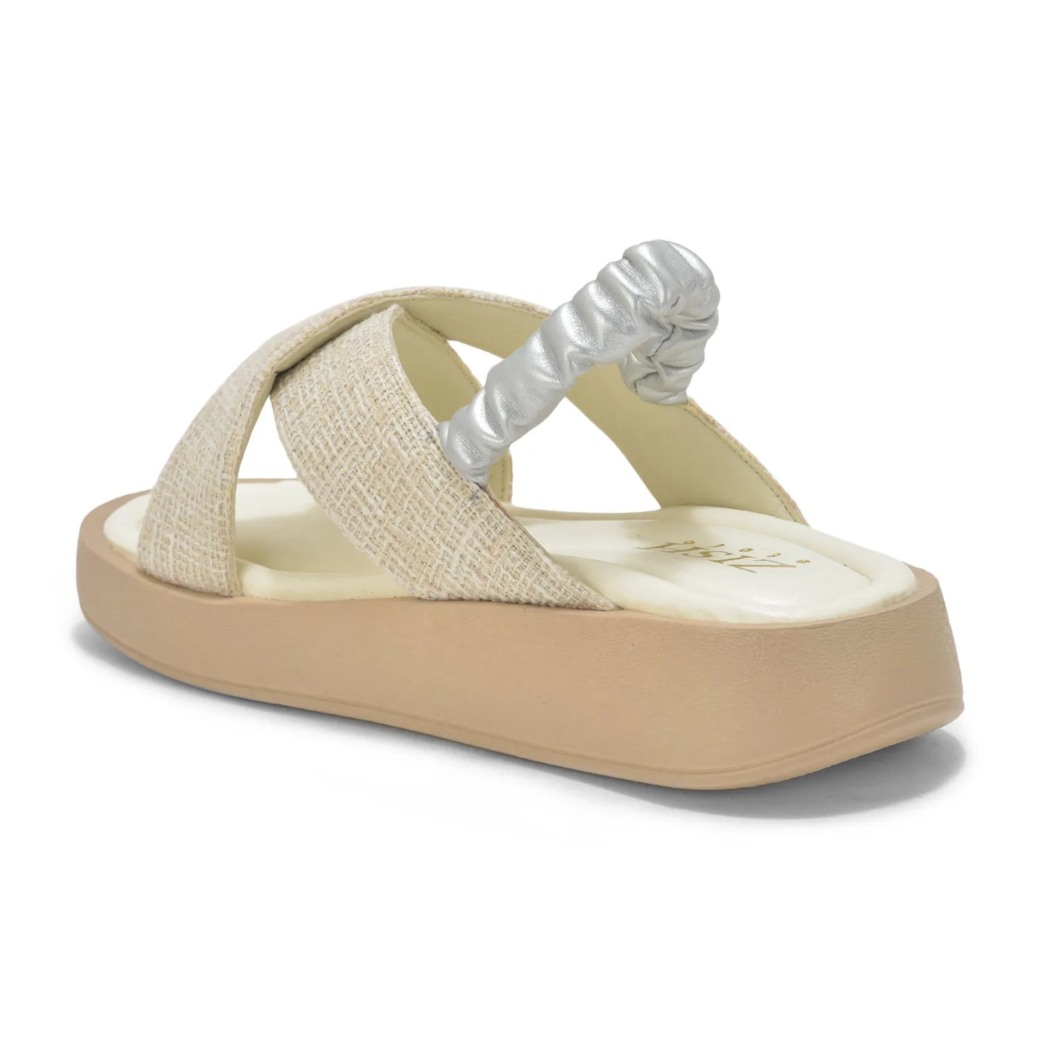 Off-White Tweed  Criss-Cross Sandals