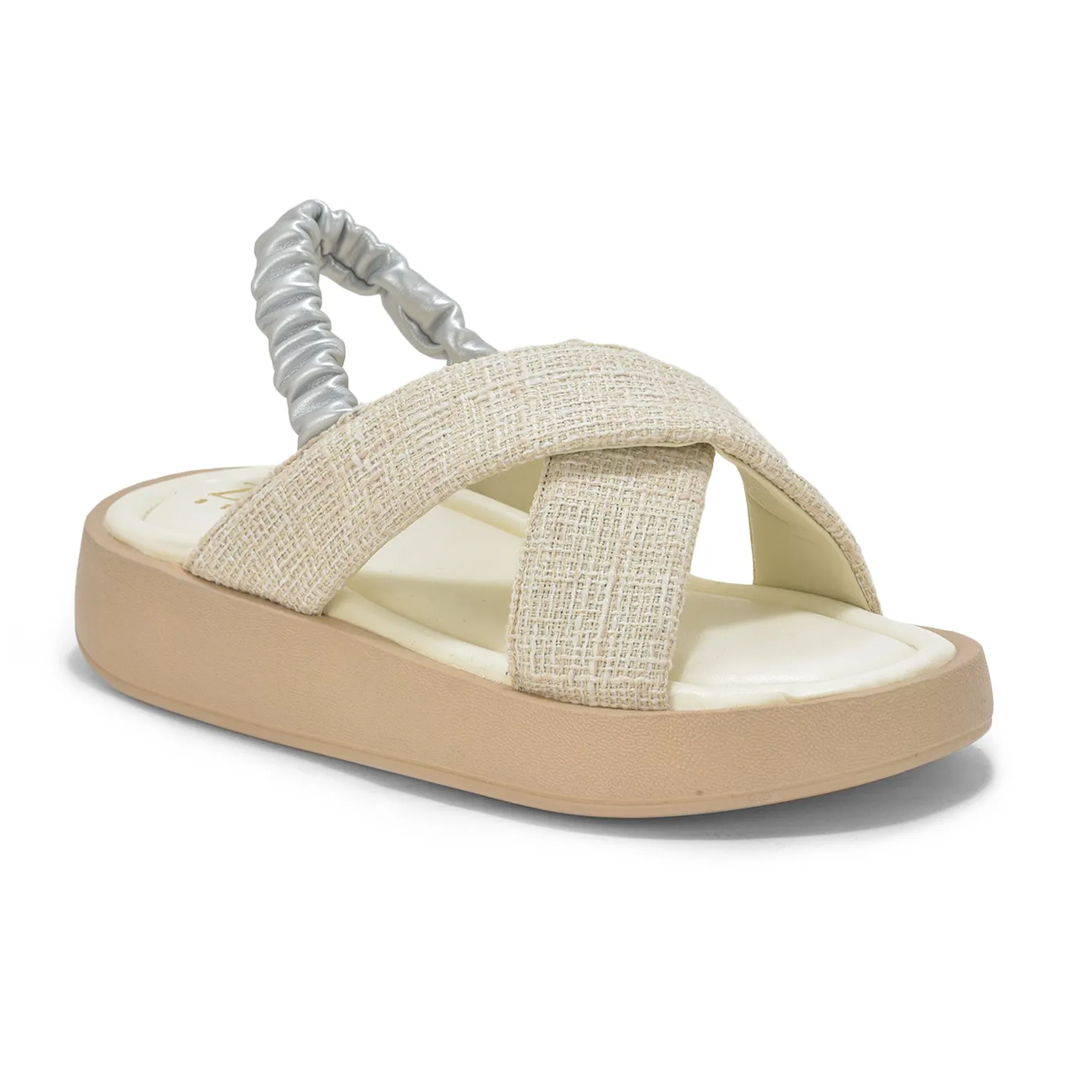 Off-White Tweed  Criss-Cross Sandals