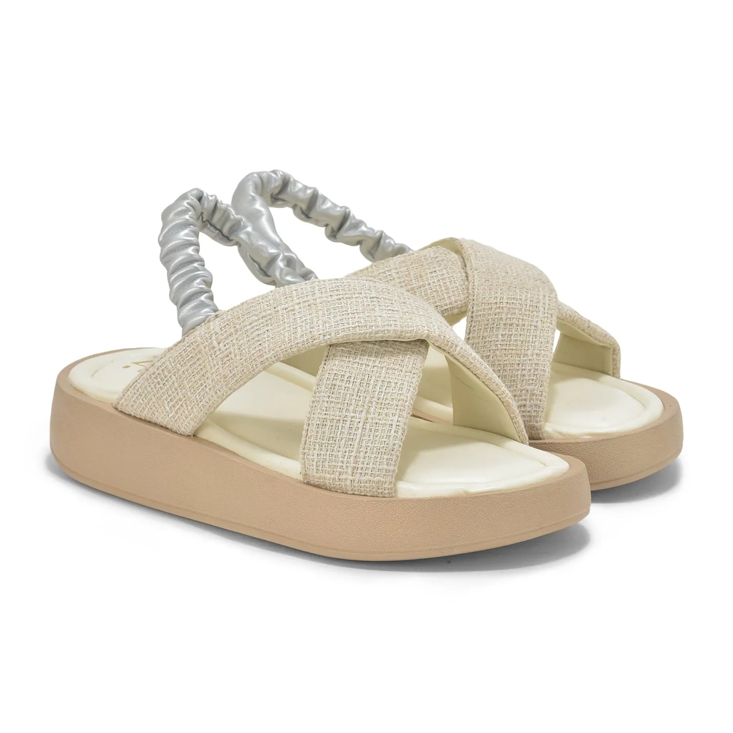 Off-White Tweed  Criss-Cross Sandals