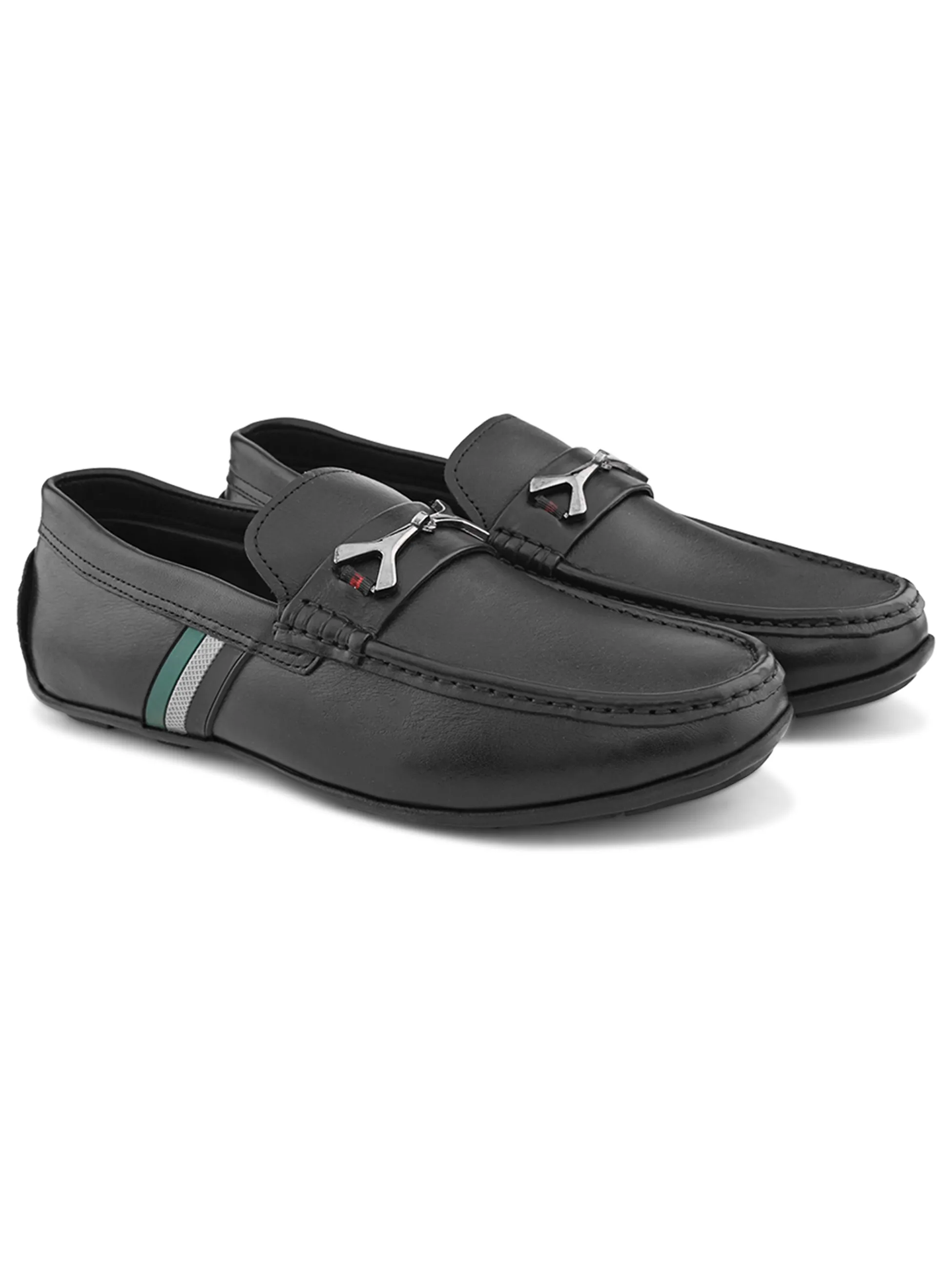 Pelle Albero Male's Black Leather Casual Loafers
