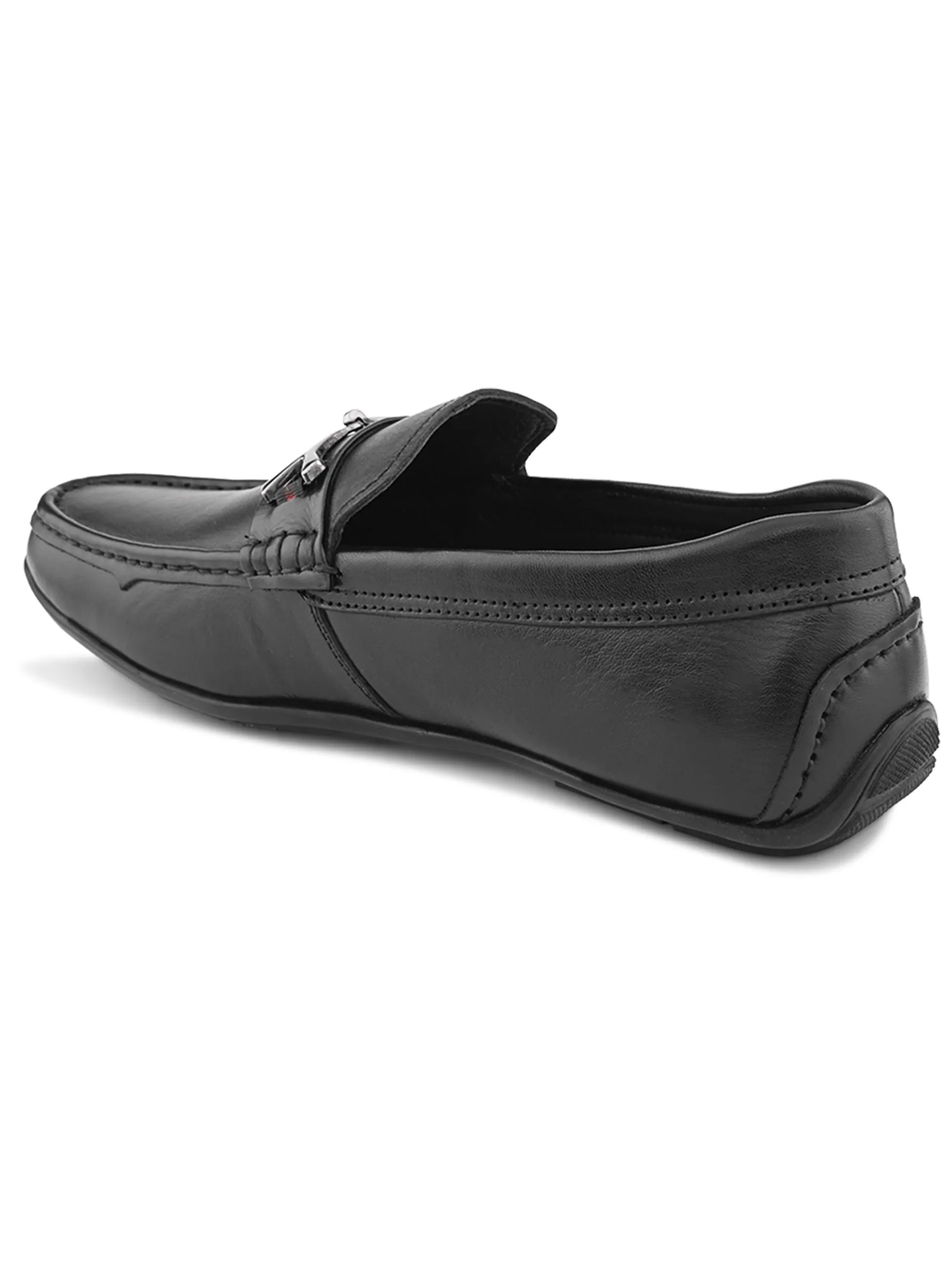 Pelle Albero Male's Black Leather Casual Loafers
