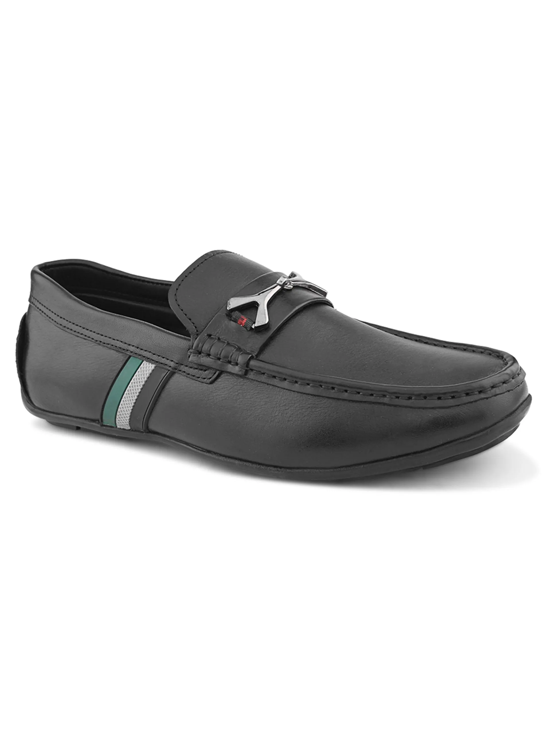 Pelle Albero Male's Black Leather Casual Loafers