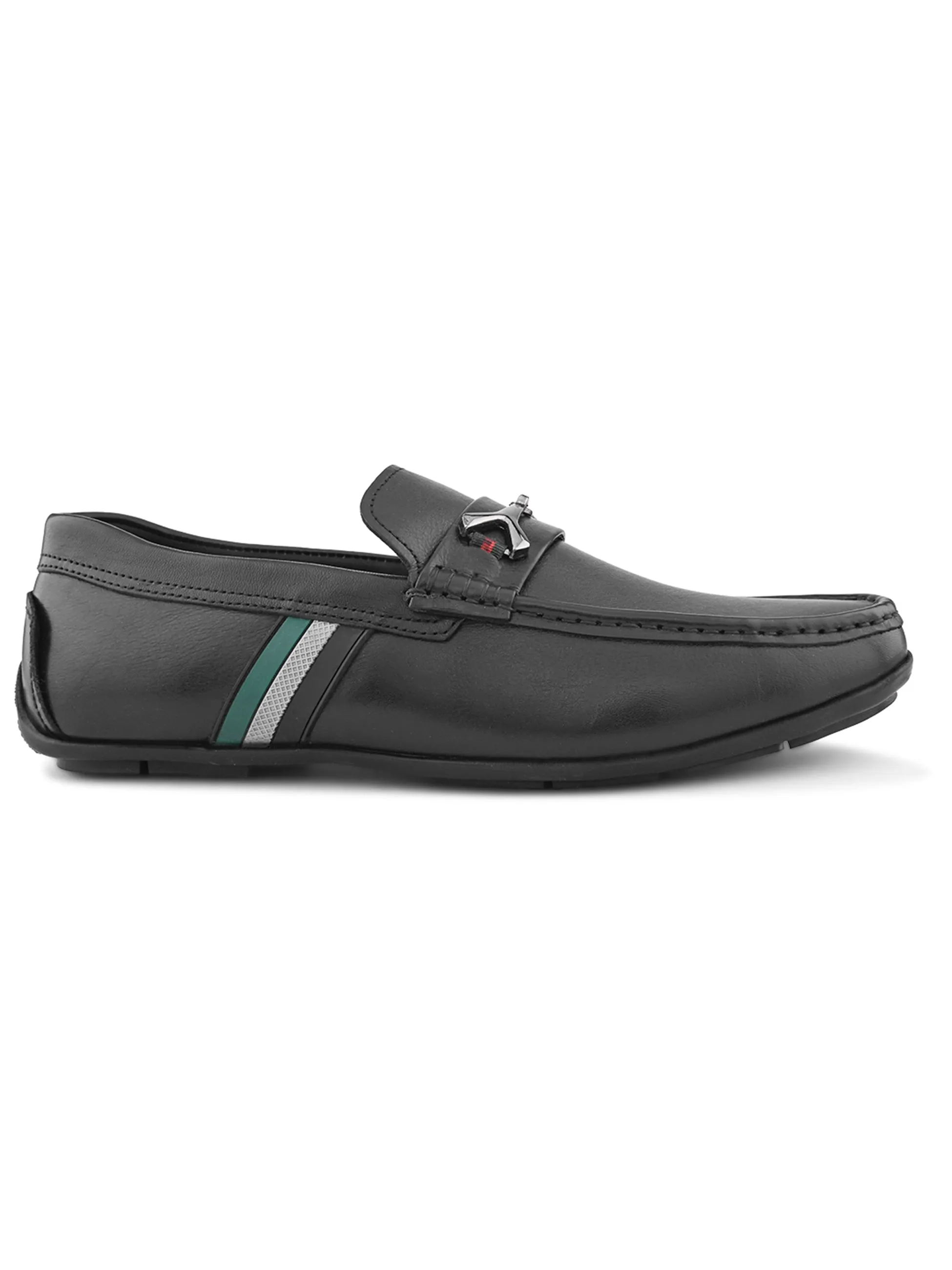 Pelle Albero Male's Black Leather Casual Loafers