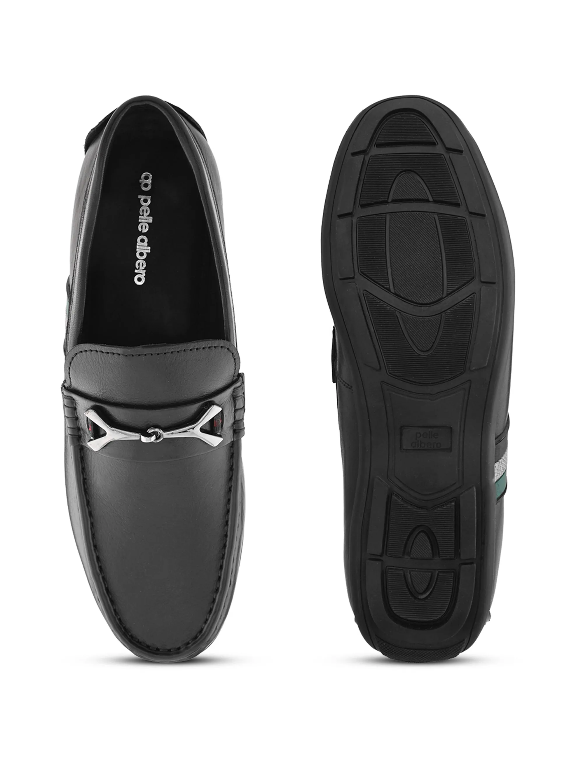 Pelle Albero Male's Black Leather Casual Loafers