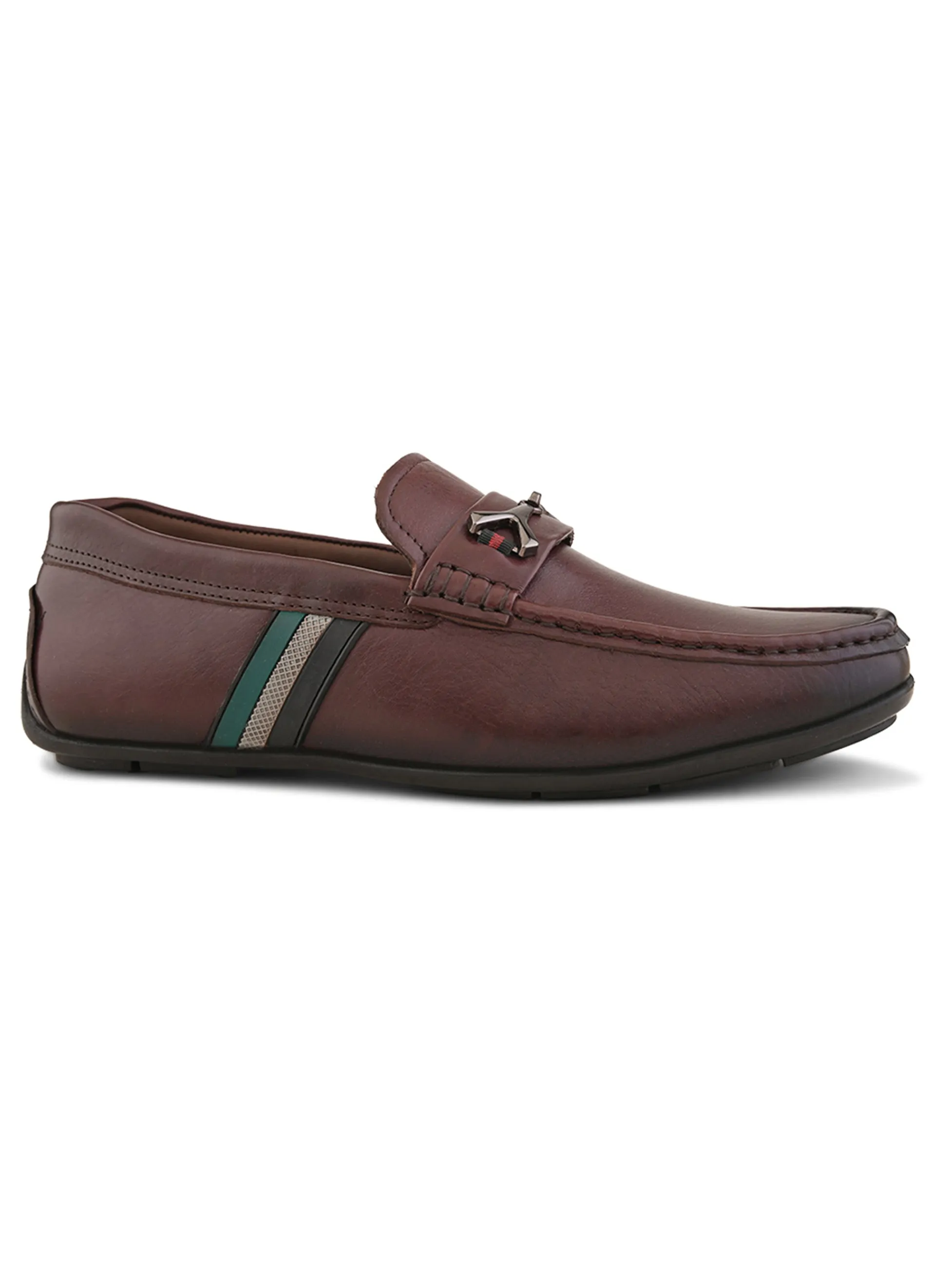 Pelle Albero Male's Bordo Leather Casual Loafers