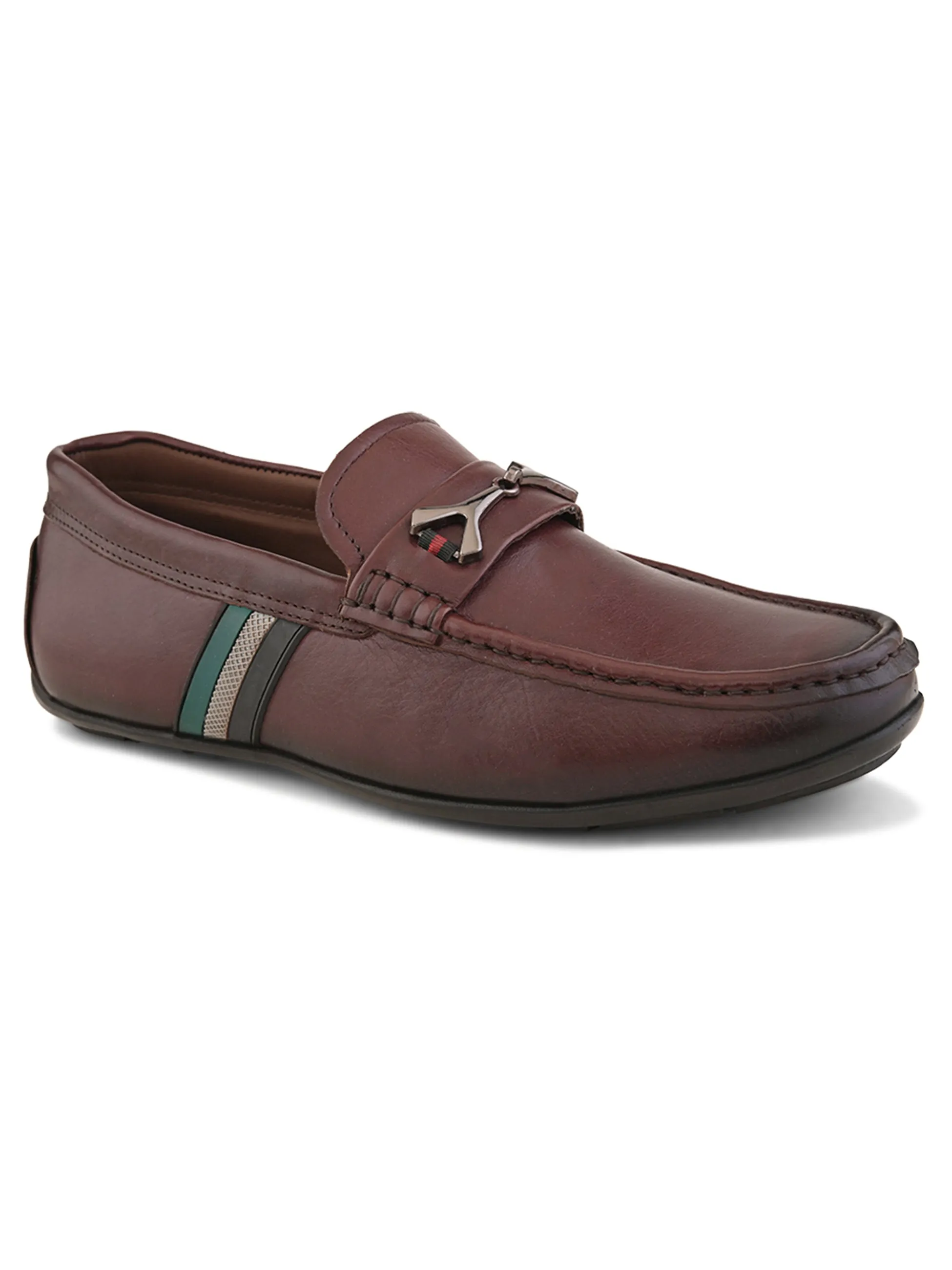 Pelle Albero Male's Bordo Leather Casual Loafers