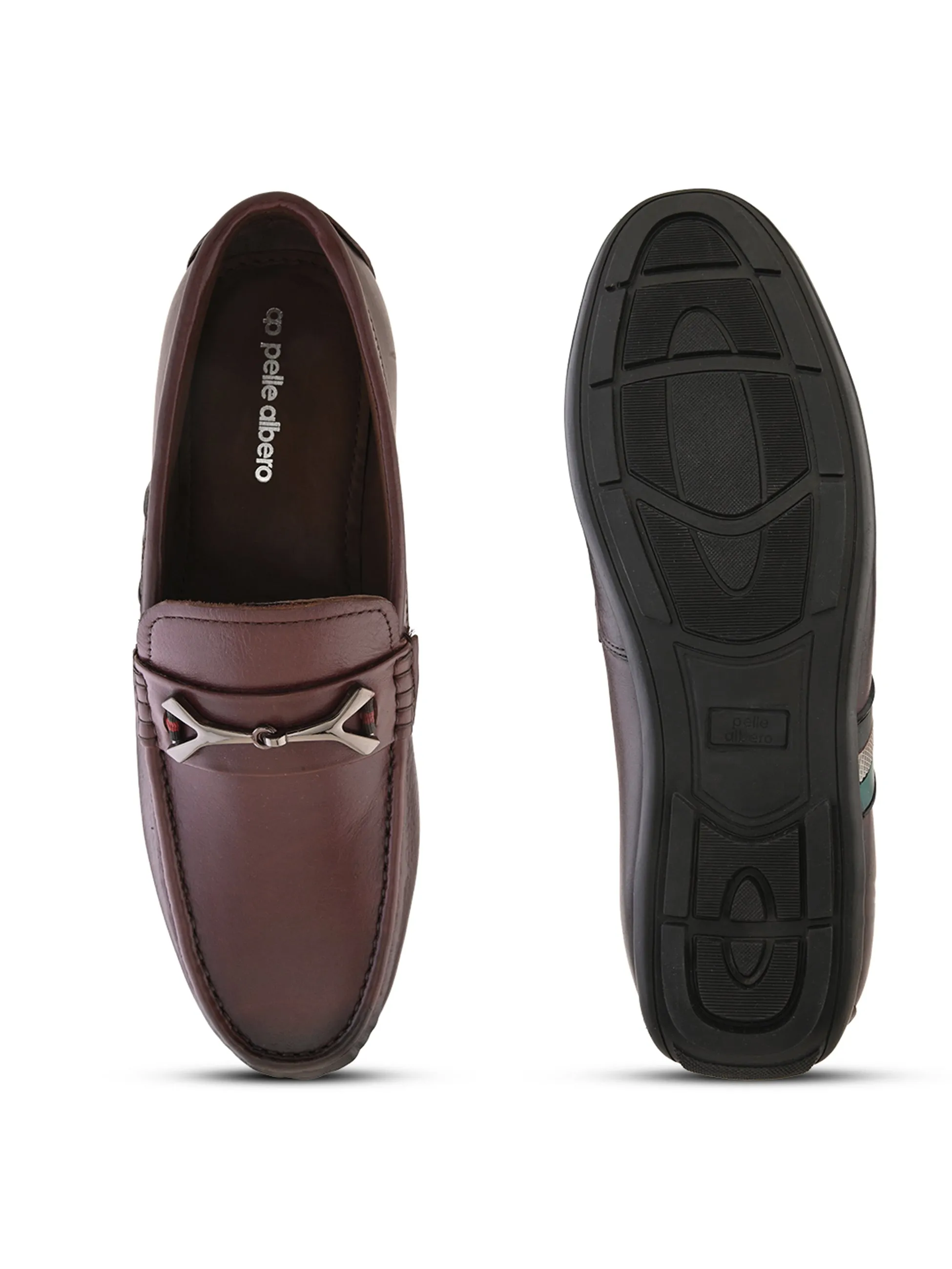 Pelle Albero Male's Bordo Leather Casual Loafers