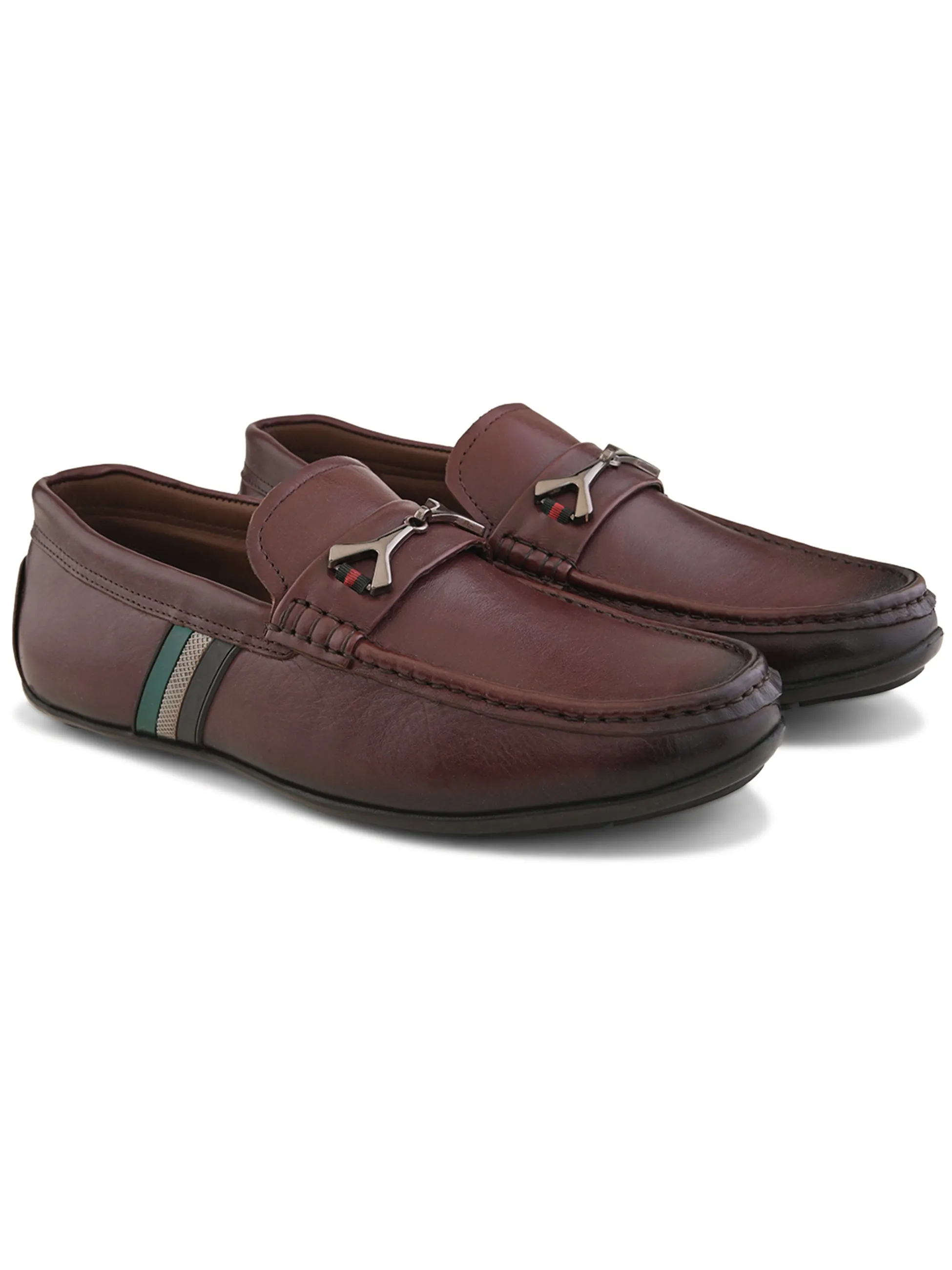 Pelle Albero Male's Bordo Leather Casual Loafers