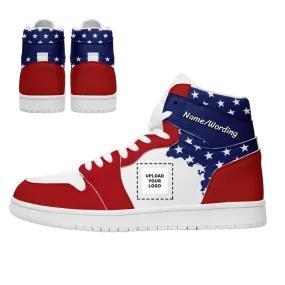 Personalized High Top Sneakers, Custom Flag Design Shoes, Patriotic Shoes,AJ1H-24020038
