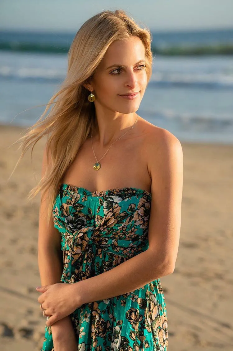 Saint-Tropez Jade Green Floral Print Strapless Dress