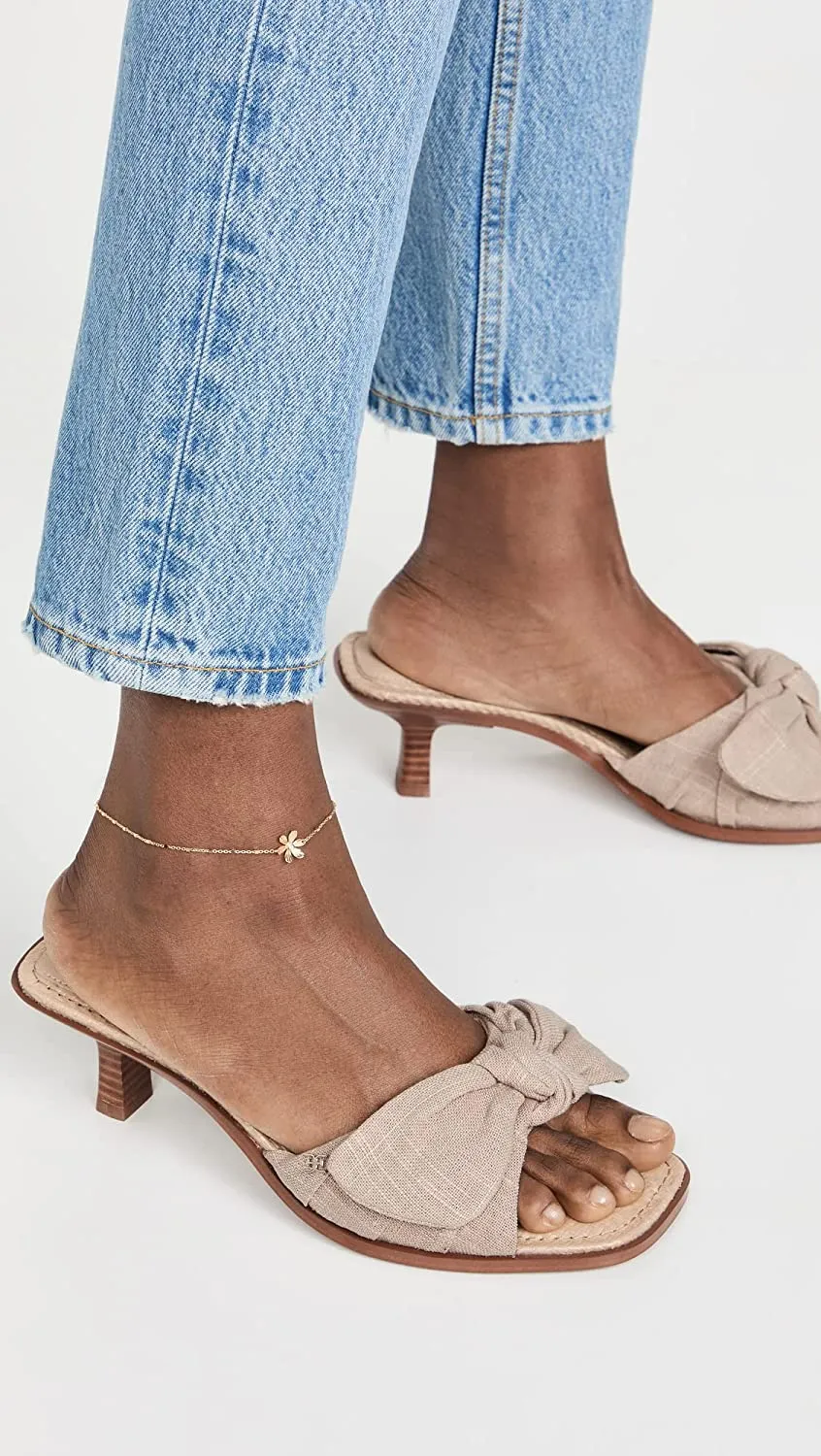 Sam Edelman Darcie Natural Squared Open Toe Kitten Heel Slip On Fashion Mules