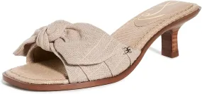 Sam Edelman Darcie Natural Squared Open Toe Kitten Heel Slip On Fashion Mules