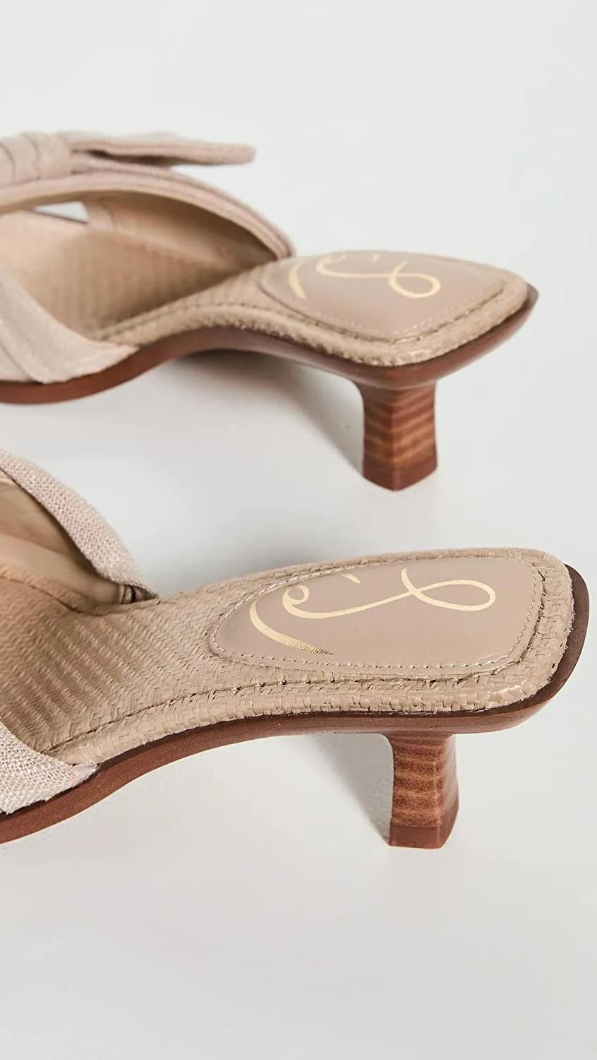Sam Edelman Darcie Natural Squared Open Toe Kitten Heel Slip On Fashion Mules